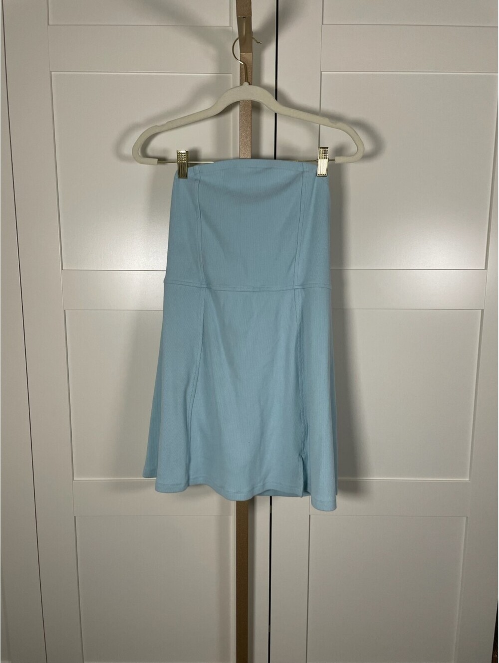 American Eagle Light Blue Ribbed Strapless Romper - Size: M - Stretch - Picture 2 of 9